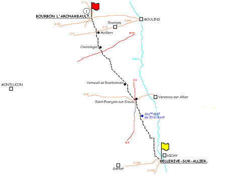 Itinéraire étape de Bourbon l`Archambault à Bellerive-sur-Allier