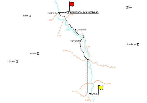 Itinéraire étape de Aubusson d`Auvergne à Arlanc