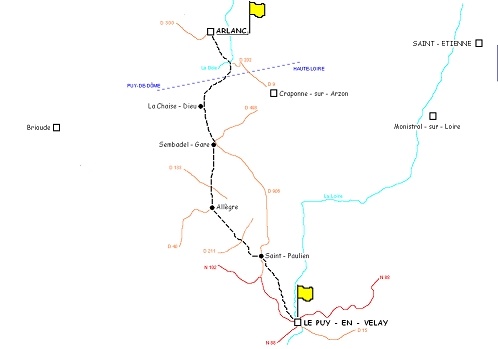 Itinéraire étape de Arlanc au Puy-en-Velay
